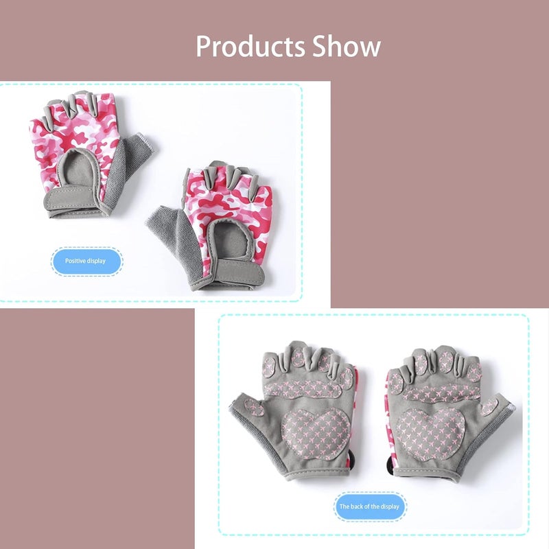 GREUS Kids Half Finger Cycling Gloves - Breathable Non Slip Bike Riding Gloves with UV Protection for Boys & Girls Aged 6-10 - Image 3